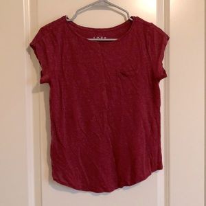 DONATING SOON Ann Taylor LOFT Burgundy linen top S/XS